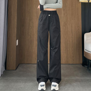 Extended Straight Leg Work Pants for Girls Casual High Waist Wide Leg Long Trousers Spring Autumn Sports Style Female Clothing