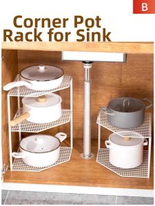 evesigar | Pot Storage Shelf Multipurpose Kitchen Organizer