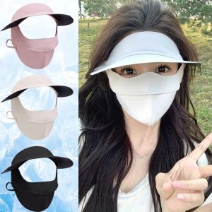 Mũ che nắng mùa hè Mặt Nạ Lụa băng Thoáng Khí Kem Chống Nắng mặt nạ Khăn Mặt nạ có thể điều chỉnh Cap Thể Thao đi xe đạp chơi golf Mặt Nạ Top empt Mũ