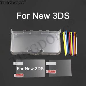 Clear Split Protective Shell Case for New 3DS Transparent Hard Cover+Screen Protector Film+Stylus Pen