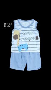 Setelan kaos singlet anak 0-2 tahun kualitas SNI gambar sablon Jerapah