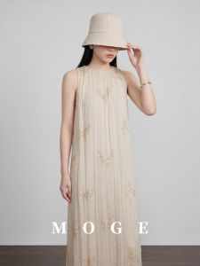 French Gentle Style 3D Embroidered Sleeveless Vest Dress