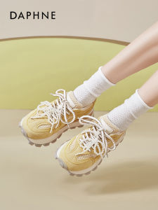 Daphne Yellow Ballet Dequn Shoes Womens 2025 New Autumn Comfortable Not Tired Casual Shoes Fashionable Sporty round Toe