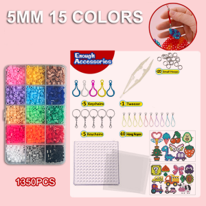 TASMO Ready Stock 15 Colours DIY 1800 PCS Perler Beads Fuse Beads Kit Craft For Kids Adults Chirdren 5mm