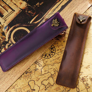 Original Design Crazy Horse Leather Pencil Case Retro Cowhide Pen Case