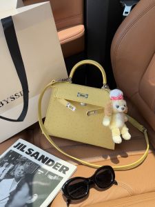 Womens Large Capacity Shoulder Crossbody Bag Ostrich Pattern Second Generation Kelly Bag Leather Handbag Single Strap Bag