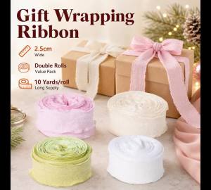 2x Ribbon Fishtail Yarn Pleated Chiffon Ribbon Wavy Edged Ribbon For DIY Craft Bouquet Gift Wrapping Wedding Party Decoration