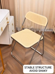 Minimalist Rattan Design Foldable Chair / Space - Saving / Office Chair / Dining Chair / Simple Outdoor Chair