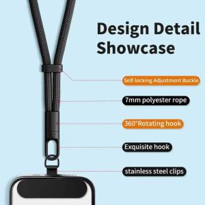 Phone Lanyard with Clip Universal Upgraded Anti-Drop 360° Rotation Adjustable Neck/Crossbody Strap for All Phone Cases New