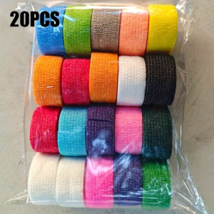 20PCS 2.5CM Colorful Self-Adhesive Non-Woven Sports Tape Cohesive Bandage for Dogs Cats Horses Ankle Knee & Wrist Support