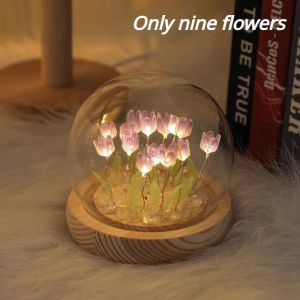LED DIY Handmade Mini Tulip Night Light Materials Cute Home Decor Birthday Gift For Girl Family Friend Child Christmas Ornament