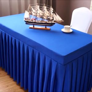 Rectangle Table Cloth Cover Foldable Table Skirt for Hotel Banquet Wedding Party Decor