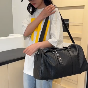 Mens Premium PU Leather Travel Bag Large Carry On Bag Waterproof Luggage Duffle Bag for Traveling