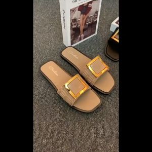 TY Sandal Wanita Flat Jelly 7047 Model Kotak Empuk Sol Rubber Kekinian Flat Shoes Elastis Tebal Fashion Korea Sandal Slop Wanita Polos Simpel