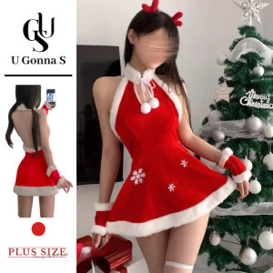 U Gonna S Đồ lót giáng sinh cho nữ đồ ngủ màu đỏ không tay Bodycon v-cổ hở lưng nâng ngực thời trang đàn hồi ngủ bên 2025 thiết kế mới quà tặng cho bạn gái