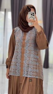 ANJANI GAMIS DRESS twill uniqlo IMPORT Mix organza motif