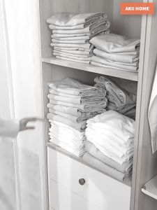 (Giặt được) Hộp vải Oxford chia 0-7-9 ngăn đựng quần áo đa năng khung tấm PP đứng form Akii Home TD50