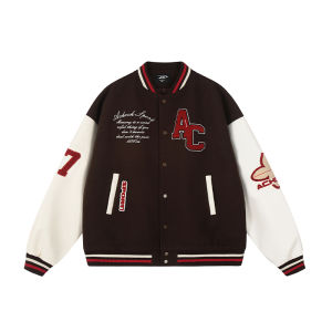 A chock | Vintage Color Block Baseball Jacket Patchwork