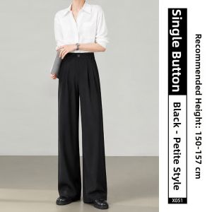 XIANYIJIAO | Slim Fit Straight Trousers For Short Women Summer Wear Gray