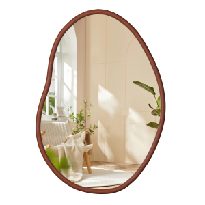 UNHO กระจกติดผนัง มีให้เลือก 2 ขนาด กระจกตกแต่งบ้านกรอบไม้ Wood Frame Wall Decorative Mirror for Bedroom Living Room(only 1pcs mirror)