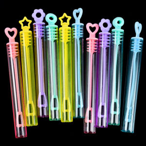 10Pcs Mini Bubble Tube Toys Heart Wand Tube Empty Bubble Soap Bottle Wedding Gifts For Guests Kids Birthday Party Pinata Filler