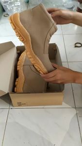Sepatu Safety Proyek Ujung Besi - Septy Shoes Boot - Septi Kerja Lapangan Kulit Sintetis Tali - Sepatu Boots Crocodile
