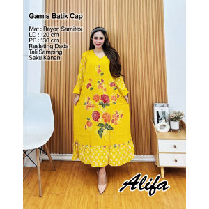 Pakaian wanita Gamis kain rayon Samitex Batik Cap harga promo Untuk ibu menyusui busui