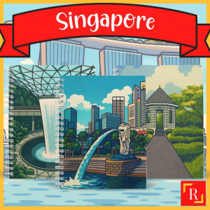 Singapore Landmarks Notebook - (A4/A5 | Line/Blank | 80gsm) | Botanic Gardens Jewel Merlion | ROYCE PUBLISHING