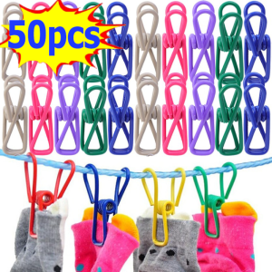 50/30/20Pcs Colorful Steel Wire Storage Clip / Strong Spring Drying Clothespin / Portable Windproof Clothes Pins / Food Sealing Clips Multi-purpose Storage Hanger Clips