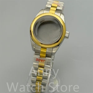 28mm Polished Round Steel Watch Case For Ladies Waterproof Sapphire Glass Fit NH05 NH06 Movement Watch Replacement Parts