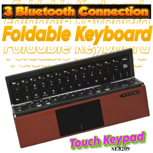 Foldable Bluetooth Keyboard with Touchpad - Tri-Folding Keyboard with Large Trackpad Portable Full Size Travel Bluetooth5.1 Key-board Sync Up to 3 Devices for iPad iPhone Surface Pro Laptop PC Tablet