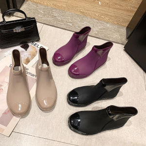 Giày Bốt Chống Thấm Nước Mùa Đông Ngắn Ấm Áp Chống Trượt Đế PVC Giày Bốt Mưa Mùa Đông Thường Ngày Ngoài Trời