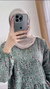 Midi Dress MAHALINI Motif Bunga Premium Gamis RYN Super Terbaru 2025