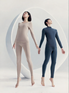 THREEGUN | Antistatic Cotton Thermal Underwear Set Round Collar