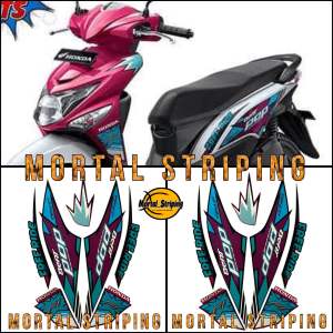 STIKER STRIPING LIS LES BODY HONDA BEAT POP FREE RIDE 2016 2017 PUTIH PINK