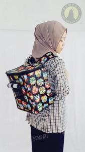 SEMPATI Tas Kucing Red Owl Ransel Bawa Hewan Kucing Anjing Kelinci Hamster Sugar Glider Tas Motif Pet Carrier Cargo Travel Bag Pack Tas Gendong Jinjing