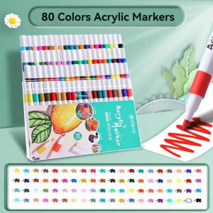 24/80 Colors Acrylic Marker Rock Painting Kit for Kids Children Stone Paint Pens Set Ceramic Glass Wood DIY Crafts Art Supplies