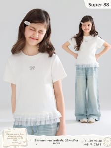 MUCMUKN | Summer Cool T-Shirt With Bow Lace Decor Girls