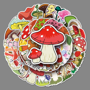 50 Sticker Mô Hýt Mushroom Cartoon Colorful Plants DIY Sticker for Skateboard Luggage Cross-Border Personalized Stationery