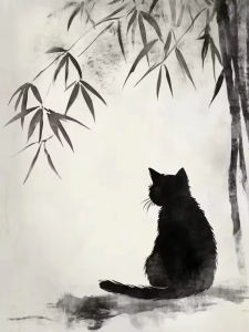 KAYOU | 5D DIY Traditional Chinese Ink Black Cat Diamond Painting Kit Zen Style Handmade Art Exquisite Creative Gift Home Decor
