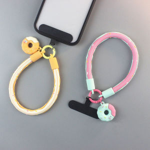 Delicate Cute Womens Donut Mobile Phone Pendant Premium Silicone Wristband Phone Strap High End Digital Accessories