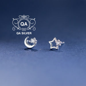 Khuyên tai bạc 925 trăng sao bất đối xứng S925 STAR MOON QA SILVER Earrings EA260301