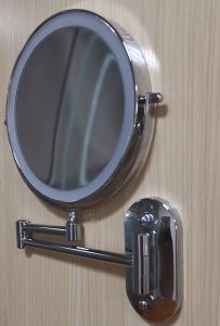 7" LED Wall Mirror Touch/Button Switch 1X/3X Magnification Bathroom Wall-mounted Retractable Double-sided LED Dimmable Light Vanity Mirror with Stainless Steel Extension Arm