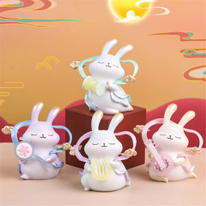 4 Pcs Chinese Zodiac Rabbit Figurines Art Dunhuang Flying Rabbit Figures 2023 Year of The Rabbit Lucky Bunny Statue Chinese New Year Gift Sculpture Desk Ornament for Dollhouse Spring Festival Decor