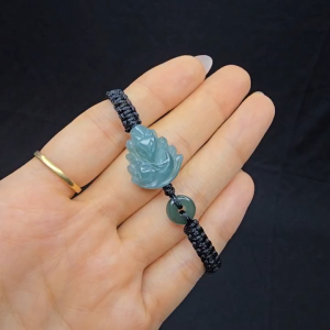 Q1544 Vòng hồ ly chúa Lam Ngọc mix 1 đồng điếu Lam Ngọc tết handmade kiểu lạ - Phong Thuỷ TUDO