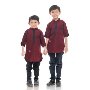 Baju Koko Polos Casual Anak Laki Laki Lengan Pendek Koko Umar Kids Blue