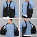 Street Style Single Shoulder Crossbody Workwear Hip Hop Vest Three-Way Bag Canvas Material Zipper Closure Pure Color. 