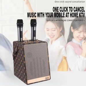 QIXI SK-2050 Extra Super Bass Sound Wireless Bluetooth Speaker with AUX/TF/USB/FM Radio Function & 2 Wireless Microphone