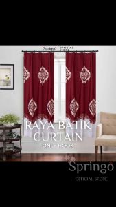 SPRINGO Langsir Window Curtain Batik Design Semi Blackout For Windows Room and Sliding Door (Hook or Rod) RCH