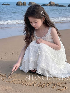 SHANGLEXIONG | Đầm Trắng Mid-length Mới Phổ Biến Cho Bé Gái Mùa Hè